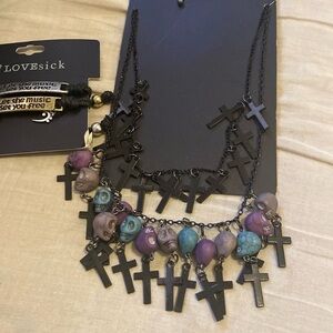 Blackheart cross and skull necklace and two bracelets from lovesick